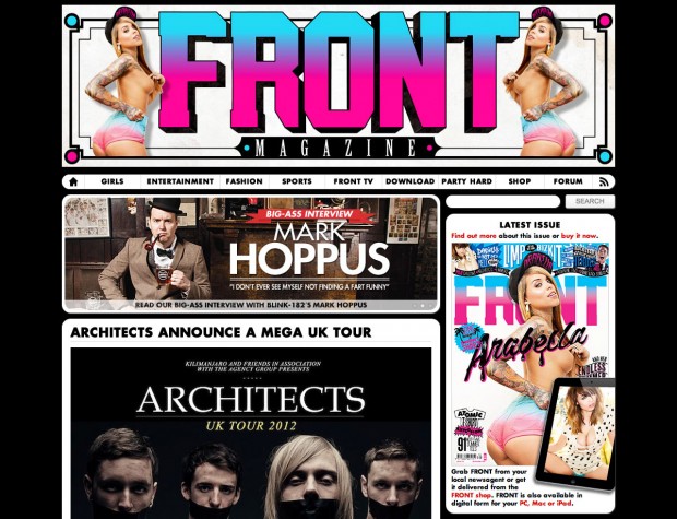 Screenshot of the FRONT magazine website.