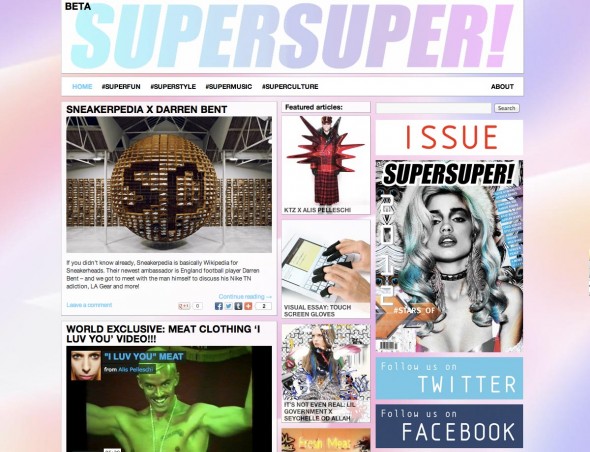Screenshot of the SUPERSUPER website